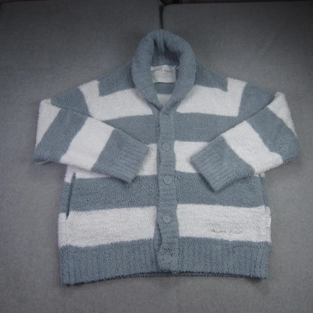 Gelato Pique Cardigan Homme Large Gray Striped Shawl Collar Sweater Christmas